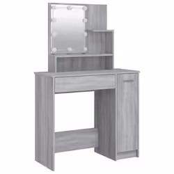 vidaXL Dressing Table Set with LED Grey Sonoma Engineered Wood Makeup Table - Additional view 7