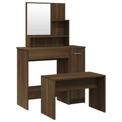 vidaXL Dressing Table Set Bedroom Makeup Table Vanity Desk Cosmetic Table - Brown oak