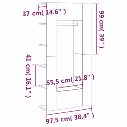 vidaXL 1/2x Hallway Cabinets Engineered Wood Indoor Furniture Multi Colours - Smoked oak - Additional view 10