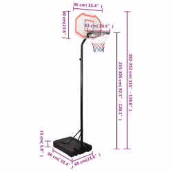 vidaXL Basketball Stand 282-352cm Polyethene Basketball Hoop Stand Black/White - white - Additional view 8