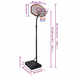 vidaXL Basketball Stand 282-352cm Polyethene Basketball Hoop Stand Black/White - black