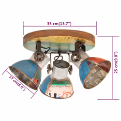 vidaXL Industrial Wall Lamp Hallway Bedside Light Ceiling Lamp Hanging Light - round - 3 lamp shades - Additional view 7