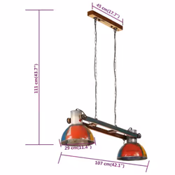 vidaXL Industrial Hanging Lamp 25 W Multicolour 111 cm E27 Ceiling Lamp Shad