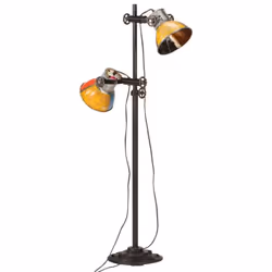 vidaXL Floor Lamp with 2 Lampshade Multicolour E27 Reading Vintage Look Lamp