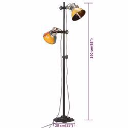 vidaXL Floor Lamp with 2 Lampshade Multicolour E27 Reading Vintage Look Lamp - Additional view 9