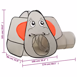 vidaXL Elephant Children Play Tent Grey Outdoor Play House Game Tent Ball Pit