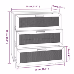 vidaXL Sideboard Storage Cabinet Cupboard Solid Wood Pine and Natural Rattan - Black - Additional view 3