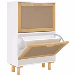 vidaXL Shoe Cabinet Engineered Wood and Natural Rattan Rack Multi Colours - white