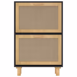 vidaXL Shoe Cabinet Engineered Wood and Natural Rattan Rack Multi Colours - black - Additional view 3