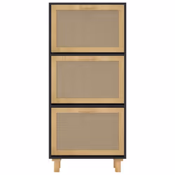 vidaXL Shoe Cabinet Engineered Wood and Natural Rattan Organiser Multi Colours - black