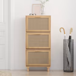 vidaXL Shoe Cabinet Engineered Wood and Natural Rattan Organiser Multi Colours - brown - Additional view 2