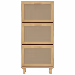 vidaXL Shoe Cabinet Engineered Wood and Natural Rattan Organiser Multi Colours - brown - Additional view 3