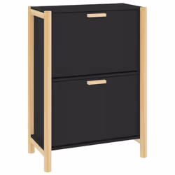 vidaXL Shoe Cabinet Engineered Wood Home Shoe Storage Organiser Multi Colours - black