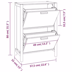 vidaXL Shoe Cabinet Engineered Wood Home Shoe Storage Organiser Multi Colours - brown - Additional view 9