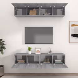 ) vidaXL 4x Wall TV Cabinets Media Unit Furniture Multi Colours Multi Sizes - Grey sonoma, 80 x 30 x 30 cm (W x D x H - Additional view 3
