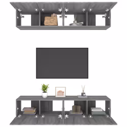 ) vidaXL 4x Wall TV Cabinets Media Unit Furniture Multi Colours Multi Sizes - Grey sonoma, 80 x 30 x 30 cm (W x D x H - Additional view 5