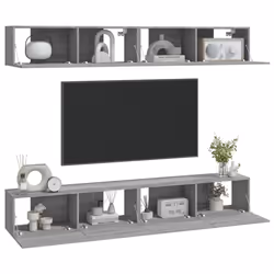 ) vidaXL 4x Wall TV Cabinets Media Unit Furniture Multi Colours Multi Sizes - Grey sonoma, 100 x 30 x 30 cm (W x D x H - Additional view 2