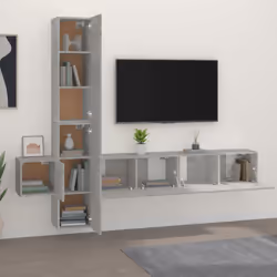 vidaXL TV Cabinet Set Engineered Wood Media Unit Multi Colours/Sizes 3/5 Piece - Concrete grey