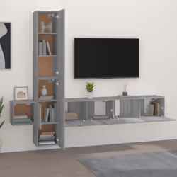 vidaXL TV Cabinet Set Engineered Wood Media Unit Multi Colours/Sizes 3/5 Piece - Grey sonoma