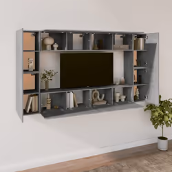 ) vidaXL TV Cabinet Set 8 Piece Engineered Wood Furniture Multi Colours/Sizes - Concrete grey, 80 x 30 x 30 cm (W x D x H - Additional view 4