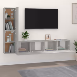 vidaXL TV Cabinet Set 4 Piece Concrete Grey Engineered Wood Media Cabinet - Additional view 4