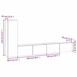 vidaXL TV Cabinet Set TV Console Media Unit TV Unit Cupboard Engineered Wood - Concrete grey - Additional view 10