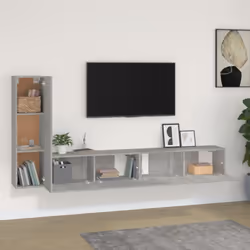 vidaXL TV Cabinet Set TV Console Media Unit TV Unit Cupboard Engineered Wood - Concrete grey