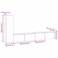 vidaXL TV Cabinet Set TV Console Media Unit TV Unit Cupboard Engineered Wood - grey sonoma