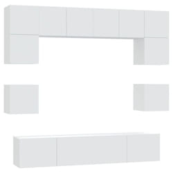 ) vidaXL TV Cabinet Set 8 Piece Engineered Wood Multi Colours 100/80x30x30 cm - White, 80 x 30 x 30 cm (W x D x H