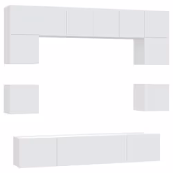 ) vidaXL TV Cabinet Set 8 Piece Engineered Wood Multi Colours 100/80x30x30 cm - White, 80 x 30 x 30 cm (W x D x H