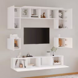 ) vidaXL TV Cabinet Set 8 Piece Engineered Wood Multi Colours 100/80x30x30 cm - White, 80 x 30 x 30 cm (W x D x H - Additional view 4