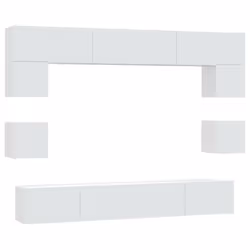 ) vidaXL TV Cabinet Set 8 Piece Engineered Wood Multi Colours 100/80x30x30 cm - White, 60 x 30 x 30 cm (W x D x H