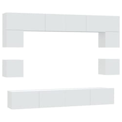 ) vidaXL TV Cabinet Set 8 Piece Engineered Wood Multi Colours 100/80x30x30 cm - White, 60 x 30 x 30 cm (W x D x H