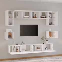 ) vidaXL TV Cabinet Set 8 Piece Engineered Wood Multi Colours 100/80x30x30 cm - White, 60 x 30 x 30 cm (W x D x H - Additional view 4