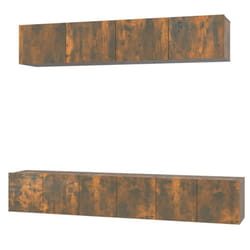 vidaXL TV Cabinet Set 5 Piece Engineered Wood Multi Colours 100/80x30x30 cm - smoked oak