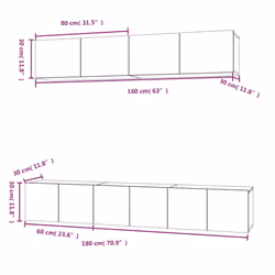 vidaXL TV Cabinet Set 5 Piece Engineered Wood Multi Colours 100/80x30x30 cm - grey sonoma - Additional view 10
