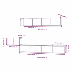 vidaXL TV Cabinet Set 5 Piece Engineered Wood Multi Colours 100/80x30x30 cm - 100 x 30 x 30 cm