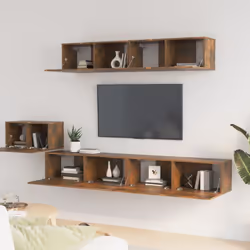 vidaXL TV Cabinet Set 5 Piece Smoked Oak Engineered Wood TV Console Media Unit