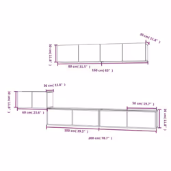 vidaXL TV Cabinet Set 5 Piece Smoked Oak Engineered Wood TV Console Media Unit - Additional view 4