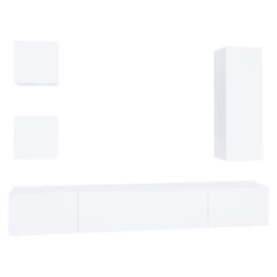 vidaXL TV Cabinet Set 5 Piece Engineered Wood Indoor Media Unit Multi Colours - white, 80 x 30 x 30 cm