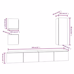 vidaXL TV Cabinet Set 5 Piece Engineered Wood Indoor Media Unit Multi Colours - white, 80 x 30 x 30 cm - Additional view 10