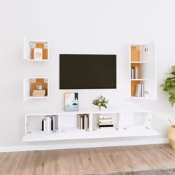 vidaXL TV Cabinet Set 5 Piece Engineered Wood Indoor Media Unit Multi Colours - white, 80 x 30 x 30 cm