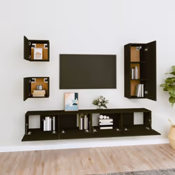vidaXL TV Cabinet Set 5 Piece Engineered Wood Indoor Media Unit Multi Colours - 80 x 30 x 30 cm