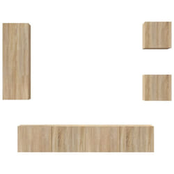 vidaXL TV Cabinet Set 5 Piece Engineered Wood Indoor Media Unit Multi Colours - Sonoma oak