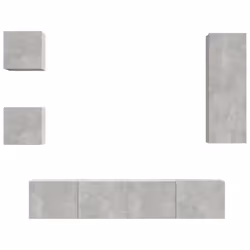 vidaXL TV Cabinet Set 5 Piece Engineered Wood Indoor Media Unit Multi Colours - Concrete grey
