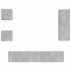 vidaXL TV Cabinet Set 5 Piece Engineered Wood Indoor Media Unit Multi Colours - Concrete grey