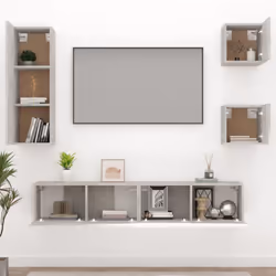 vidaXL TV Cabinet Set 5 Piece Engineered Wood Indoor Media Unit Multi Colours - Concrete grey