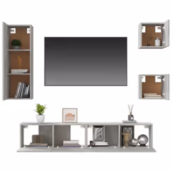 vidaXL TV Cabinet Set 5 Piece Engineered Wood Indoor Media Unit Multi Colours - Concrete grey - Additional view 5