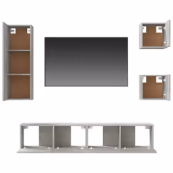 vidaXL TV Cabinet Set 5 Piece Engineered Wood Indoor Media Unit Multi Colours - Concrete grey - Additional view 6