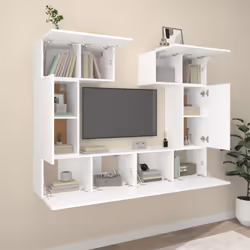 ) vidaXL TV Cabinet Set 6 Piece Engineered Wood Multi Colours 100/80x30x30 cm - White, 60 x 30 x 30 cm (L x W x H - Additional view 4